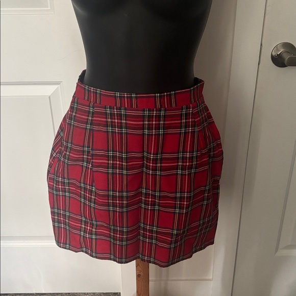 2/$15 PrettyLittleThing Red Tartan Plaid Miniskirt - Picture 3 of 8